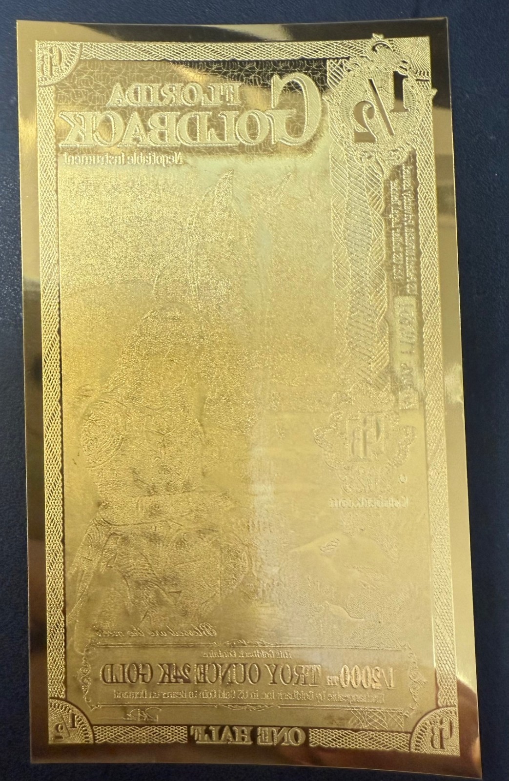 Florida 1/2 Goldbacks 2025 Gold Note 1/2000th Troy Oz 24K Goldback