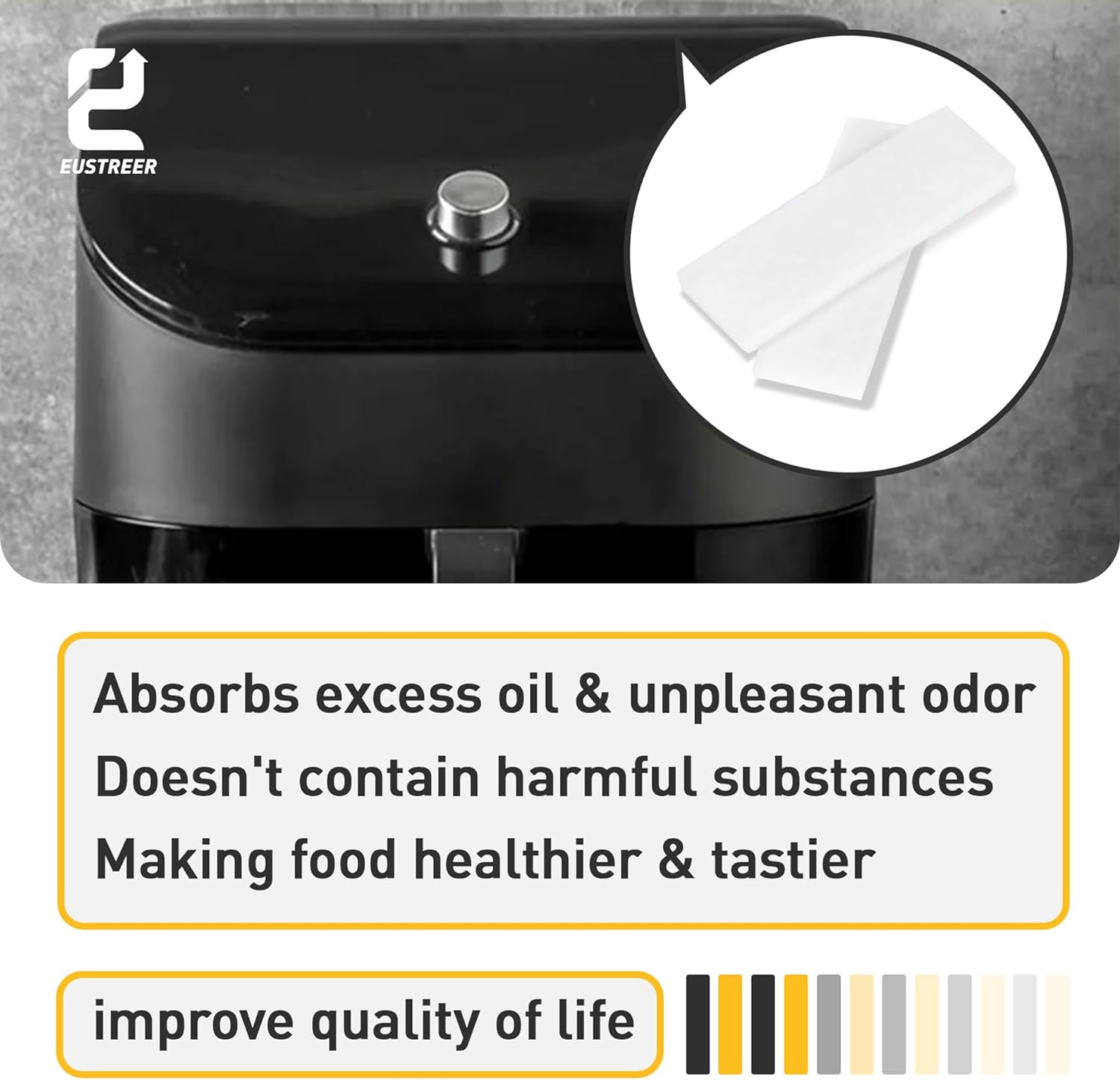 12 Pcs Air Fryer Replacement Filters for 6QT Instant Vortex plus Air Fryer with