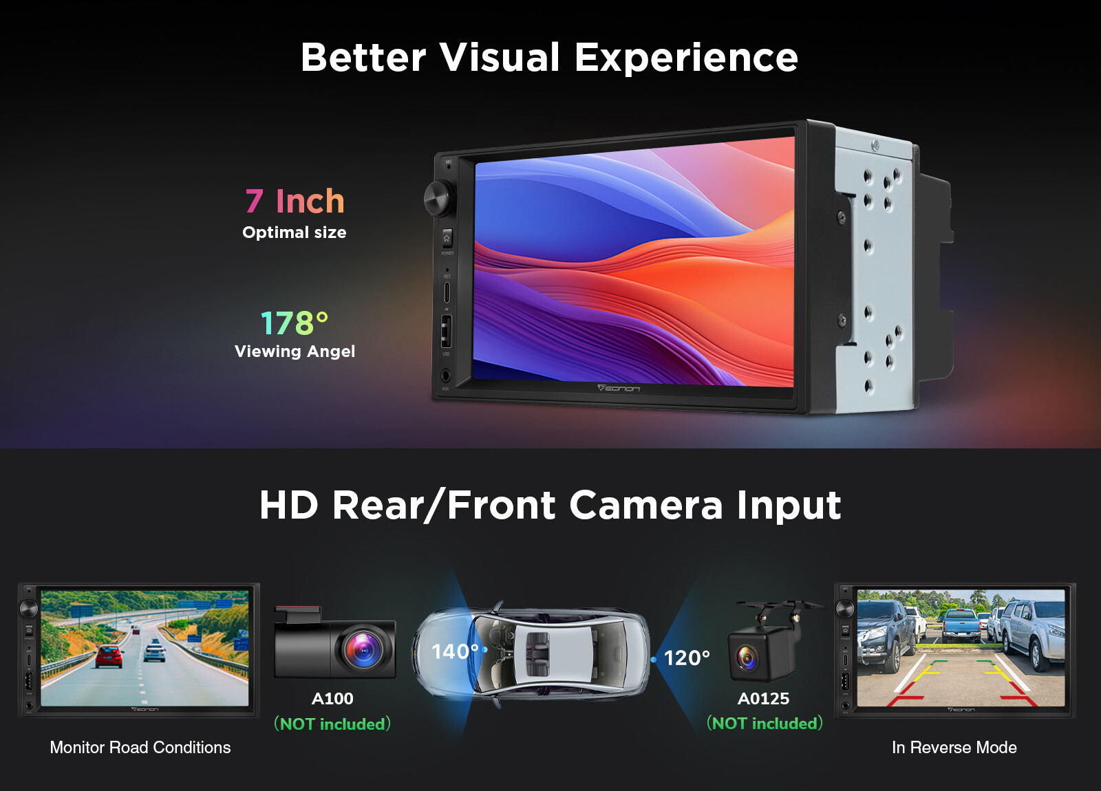 Universal 7" Car Stereo Double DIN Android 13 GPS Navi Navigation CarPlay Radio