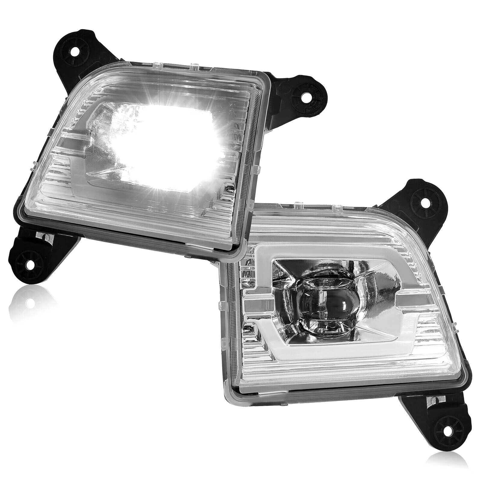Pair Fog Lights Clear LED DRL w/ Wiring For 2019-2021 2022 Chevy Silverado 1500
