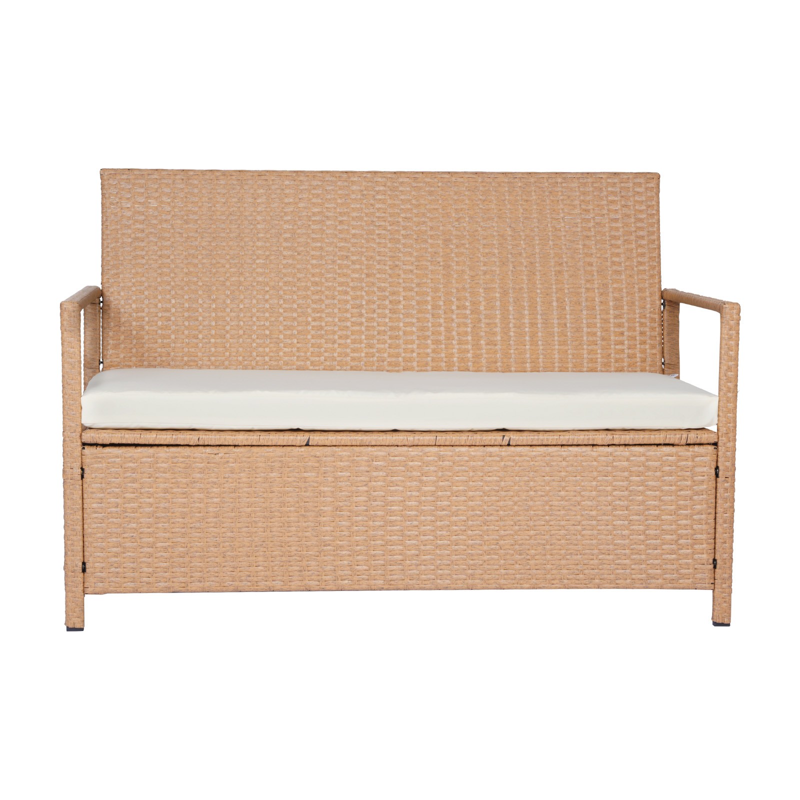 Outdoor Storage Bench PE Rattan 70Gal Deck Box Waterproof Outdoor Seat & Storage