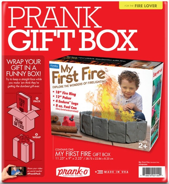 MY FIRST FIRE Prank Fake Gag Funny PARODY Joke Gift Box Baby shower toddler