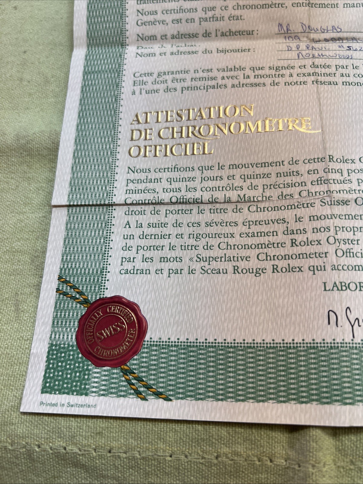 GENUINE Rolex Vintage watch Guarantee Warranty 1974 Certificate #301xxxx