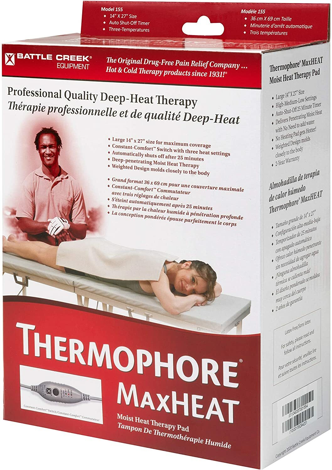 Battle Creek Thermophore MaxHeat Heating Pad 14 x 27 inches | XL Size Model 155