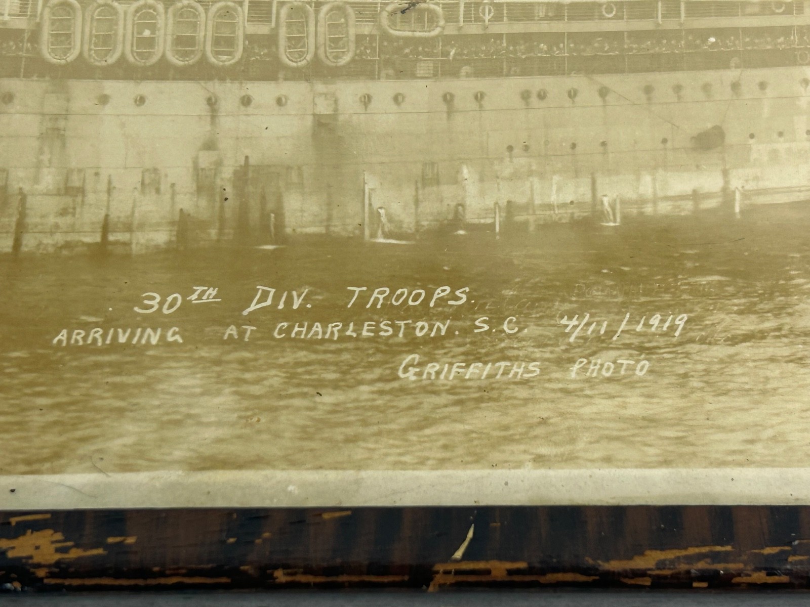 WWI USS Powhatan ID-3013 Transporting US Army 30th Division Framed Panoramic