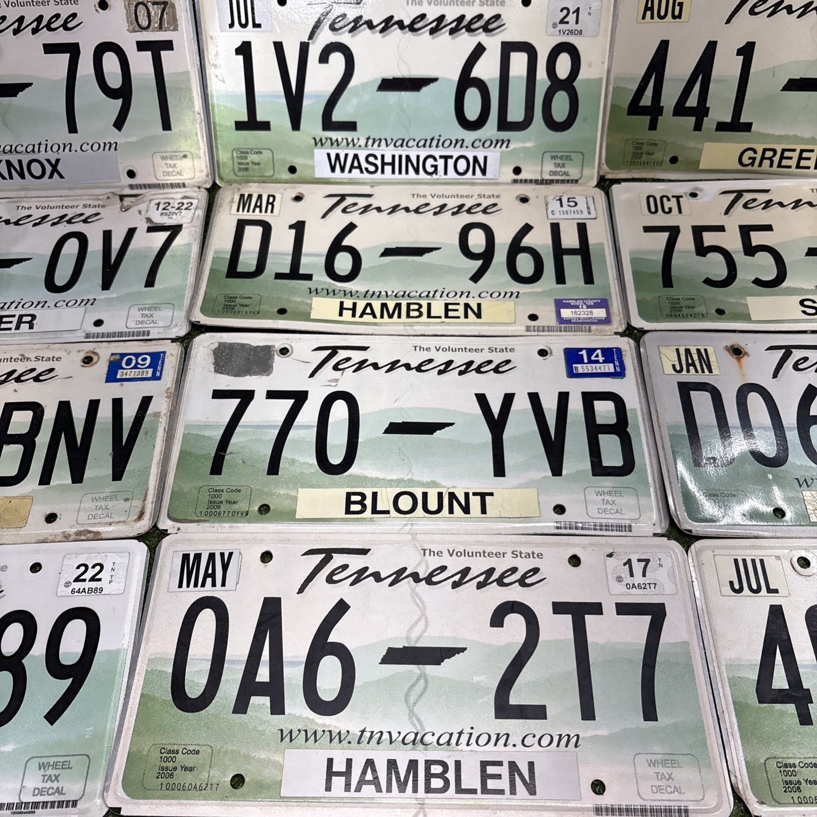 Lot Of 12 Tennessee TN Vacation 2006 License Plates Vintage! Man Cave, Crafts