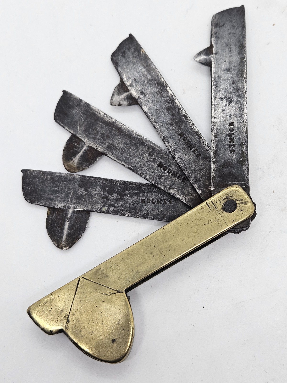 Antique 1800's Holmes Victorian Brass 4 Blade Bloodletting Quack Medical Fleam