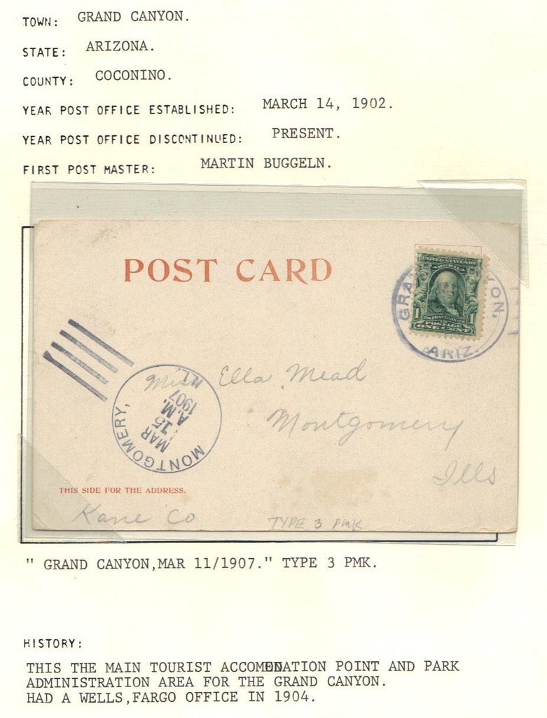 US 1887-1920's ARIZONA COLL OF 7 DIFF TOWN CVRS & PC INC TERRITORIAL & DISC PD's