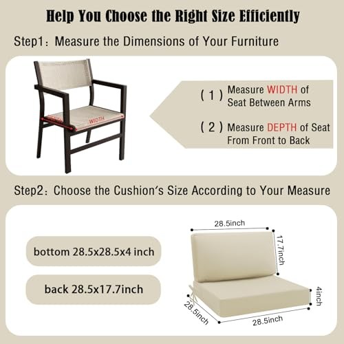 Outdoor Cushions for Patio Furniture, Outdoor Seat 28.5 x 28.5 In Beige