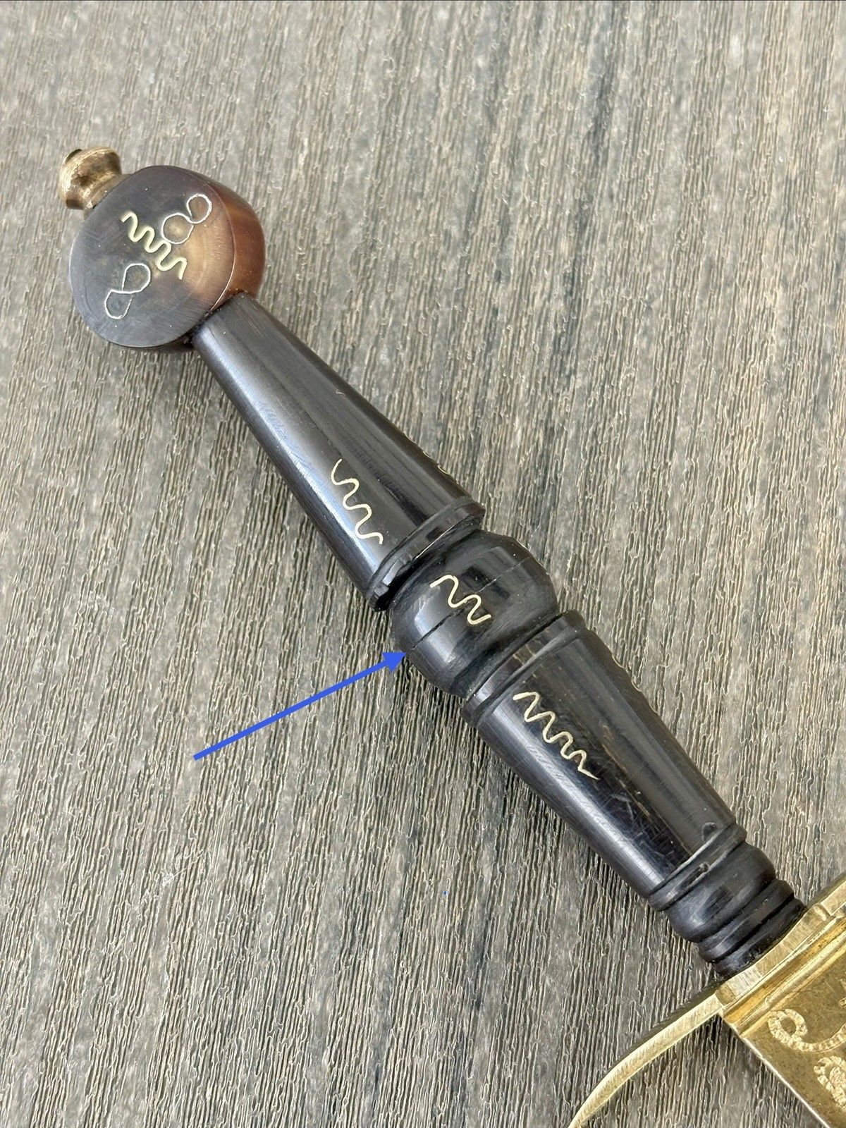 Vintage Luzon Philippine Dagger Engraved Brass Blade Scabbard Tourist Souvenir