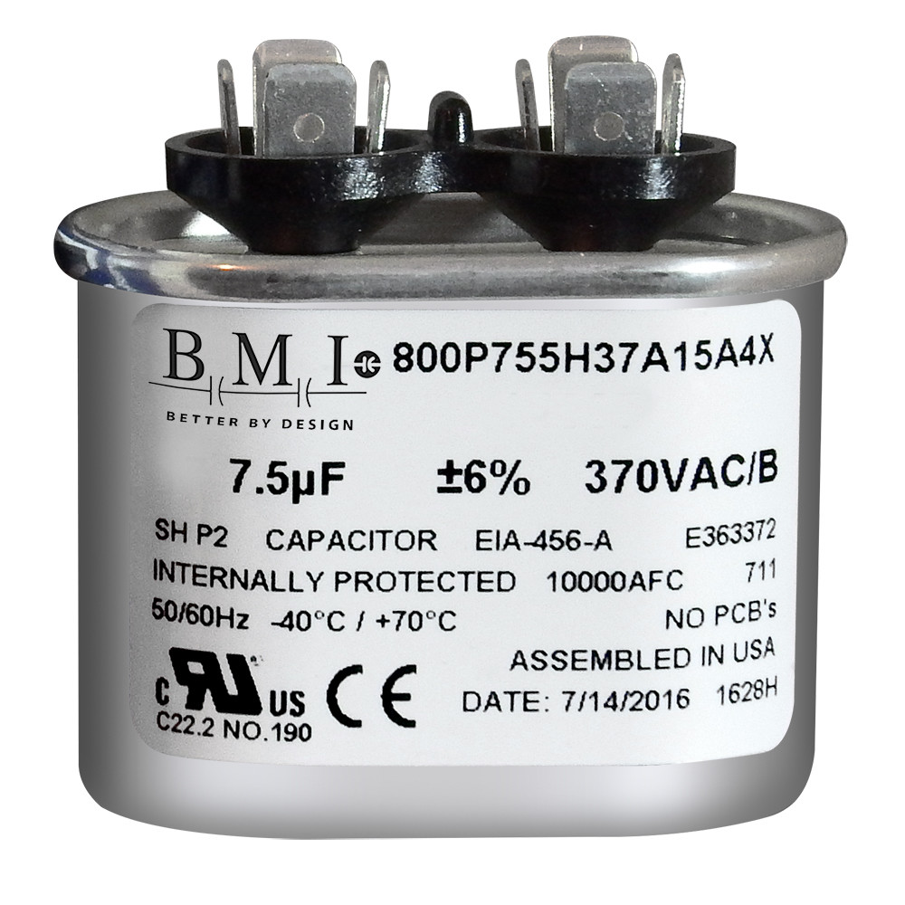 USA Oval Run Capacitor 7.5 uf MFD 370 VAC replaces GE Genteq 97F9001