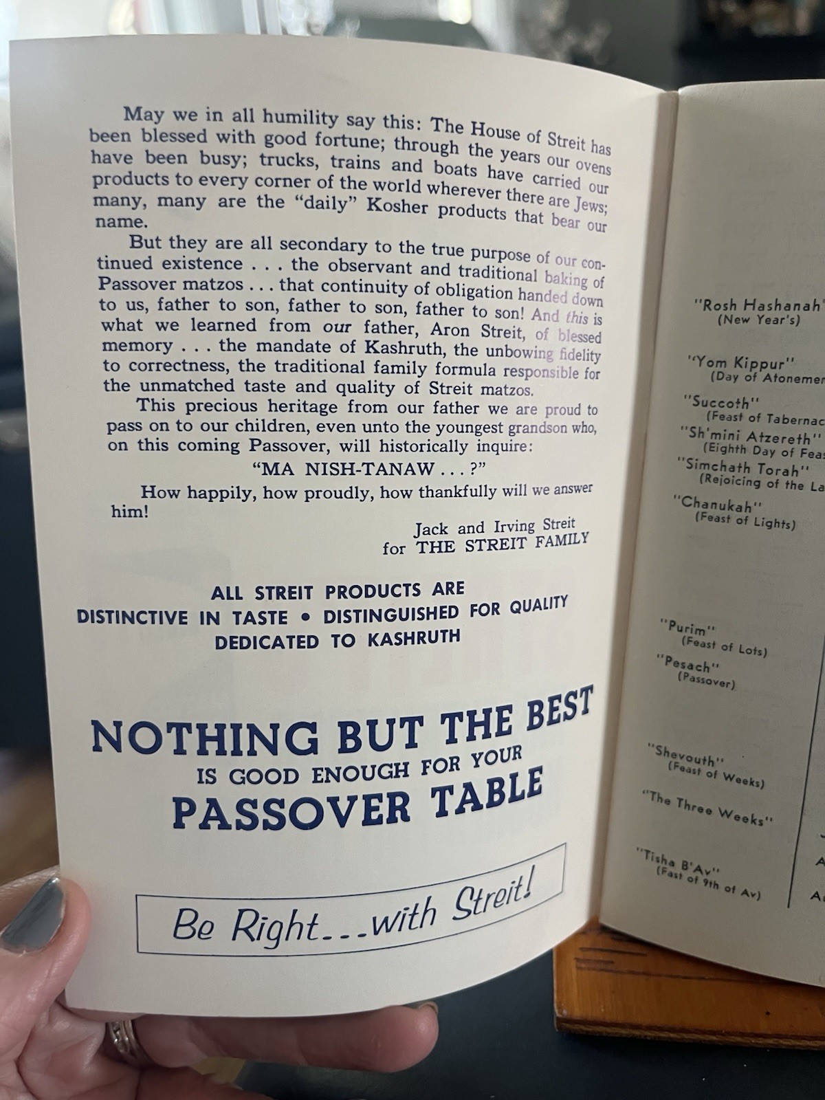 Vintage Streit's Hagadah for Passover 1961 New York Streit’s Kosher Matzo