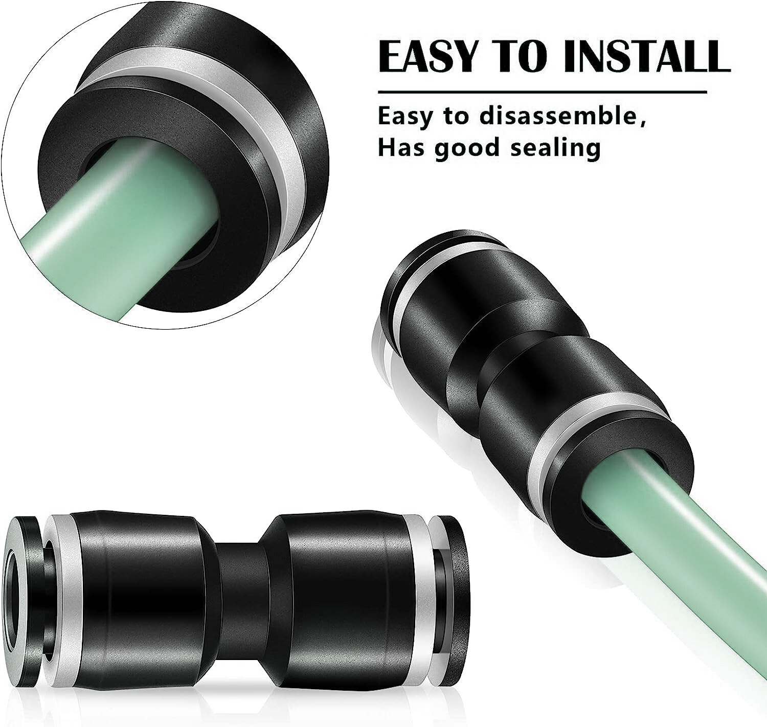 Straight Air Line Union Push To Connect Air Fittings For 3/8" OD Pneumatic 10Pcs