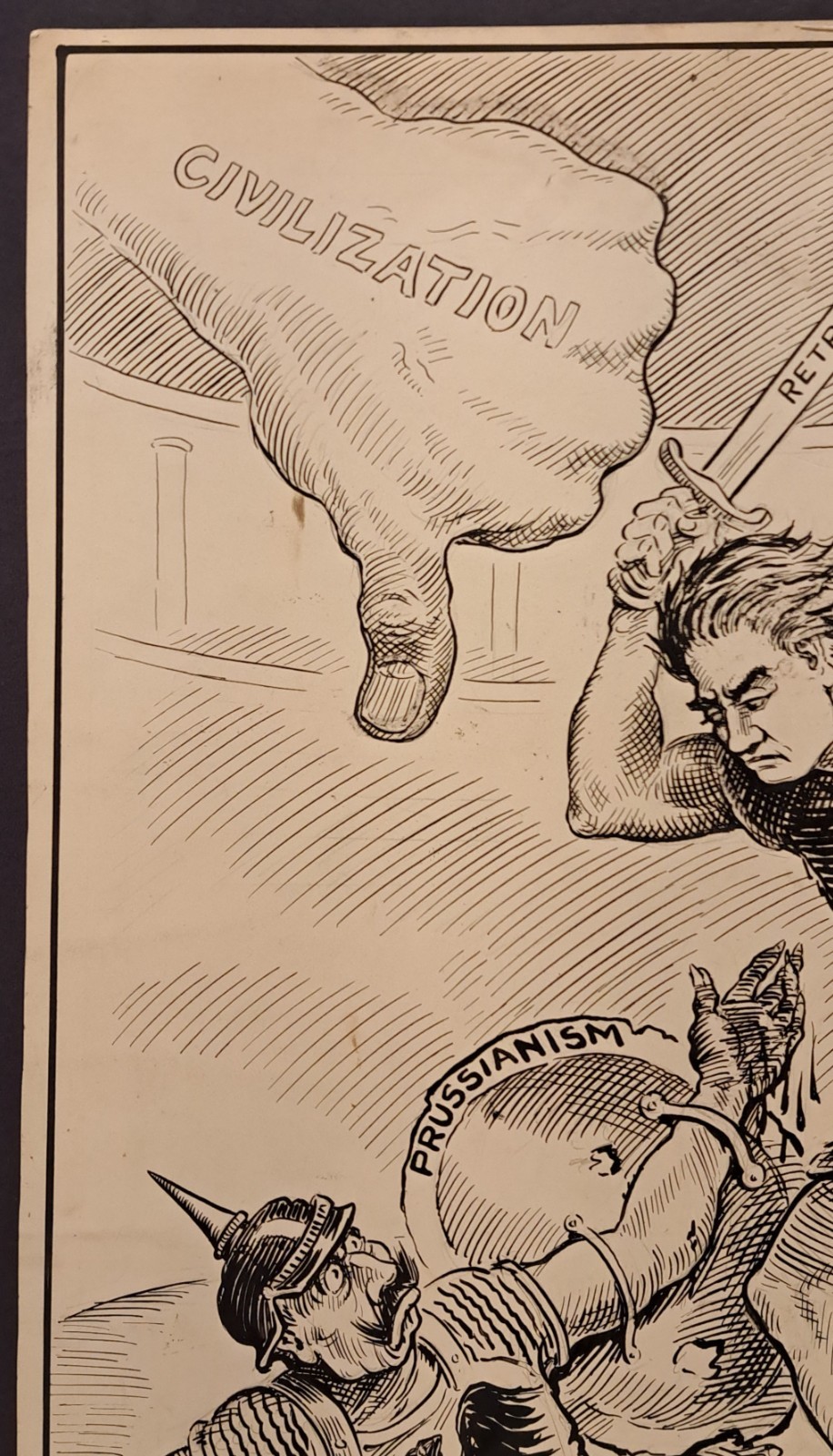 1918 WW I ORIGINAL HAND-DRAWN CARTOON NEAL MCCALL EVENING TELEGRAM PORTLAND OR