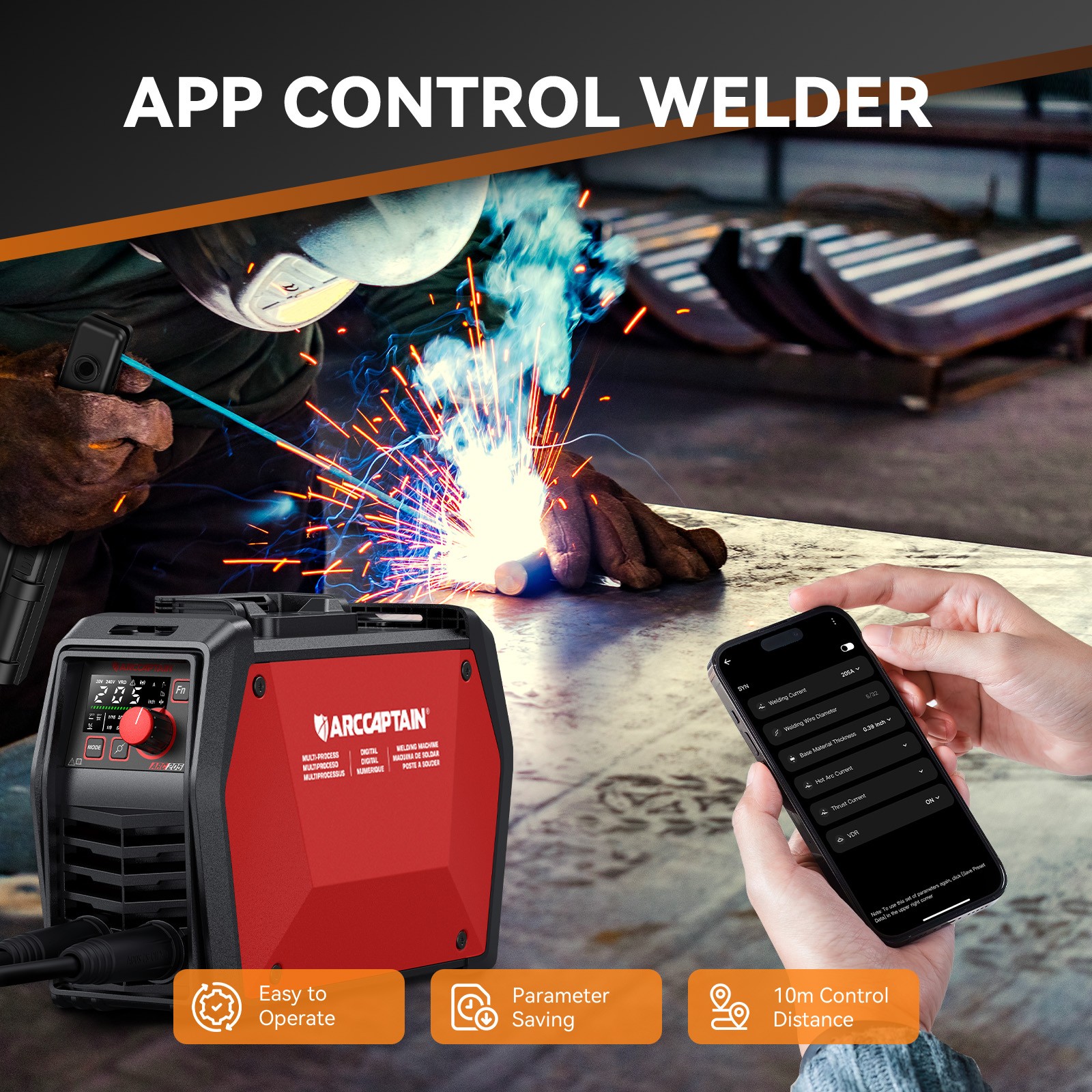 2026 ARCCAPTAIN iControl ARC205 Pro Stick Welder APP Control 205Amp ARC/Lift TIG