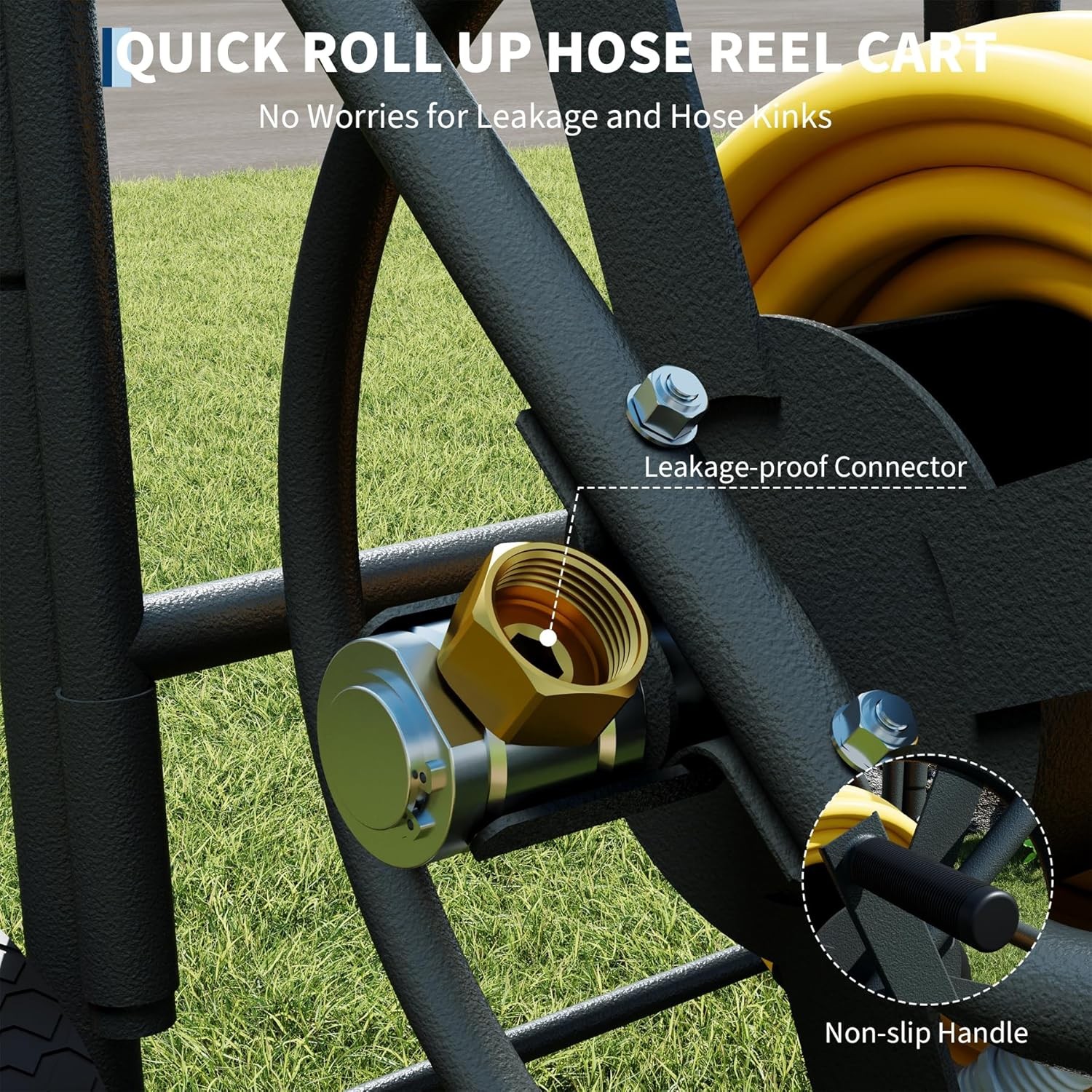 Heavy Duty Metal Garden Hose Reel Cart with Wheels Holds 200/300FT 5/8" Hose