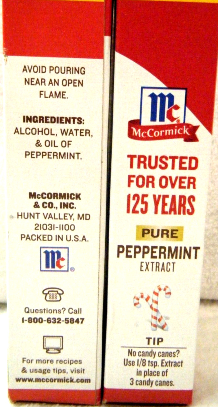 2 Pack- McCormick Pure Peppermint Extract -1 oz. x2 Expiration 10/28 FREE SHIP