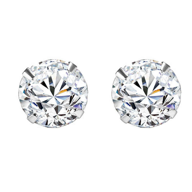 GENUINE SOLID 925 STERLING SILVER CUBIC ZIRCONIA STUD EARRINGS 2-8mm WOMEN PE24