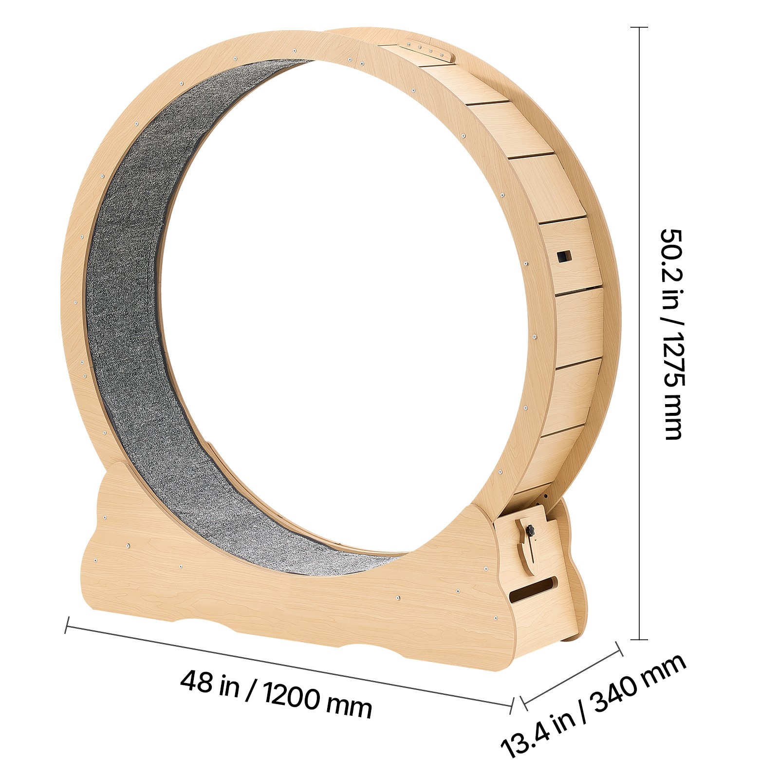 Uimoso 48-inch Wooden Cat Exercise Wheel with Carpeted Track for Indoor Use