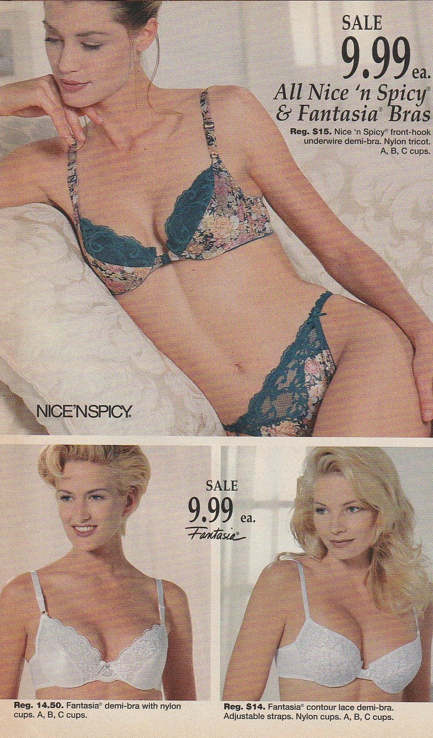 Vintage 90's ? Lingerie Colorful Bra Undies Ad Flyer Clipping