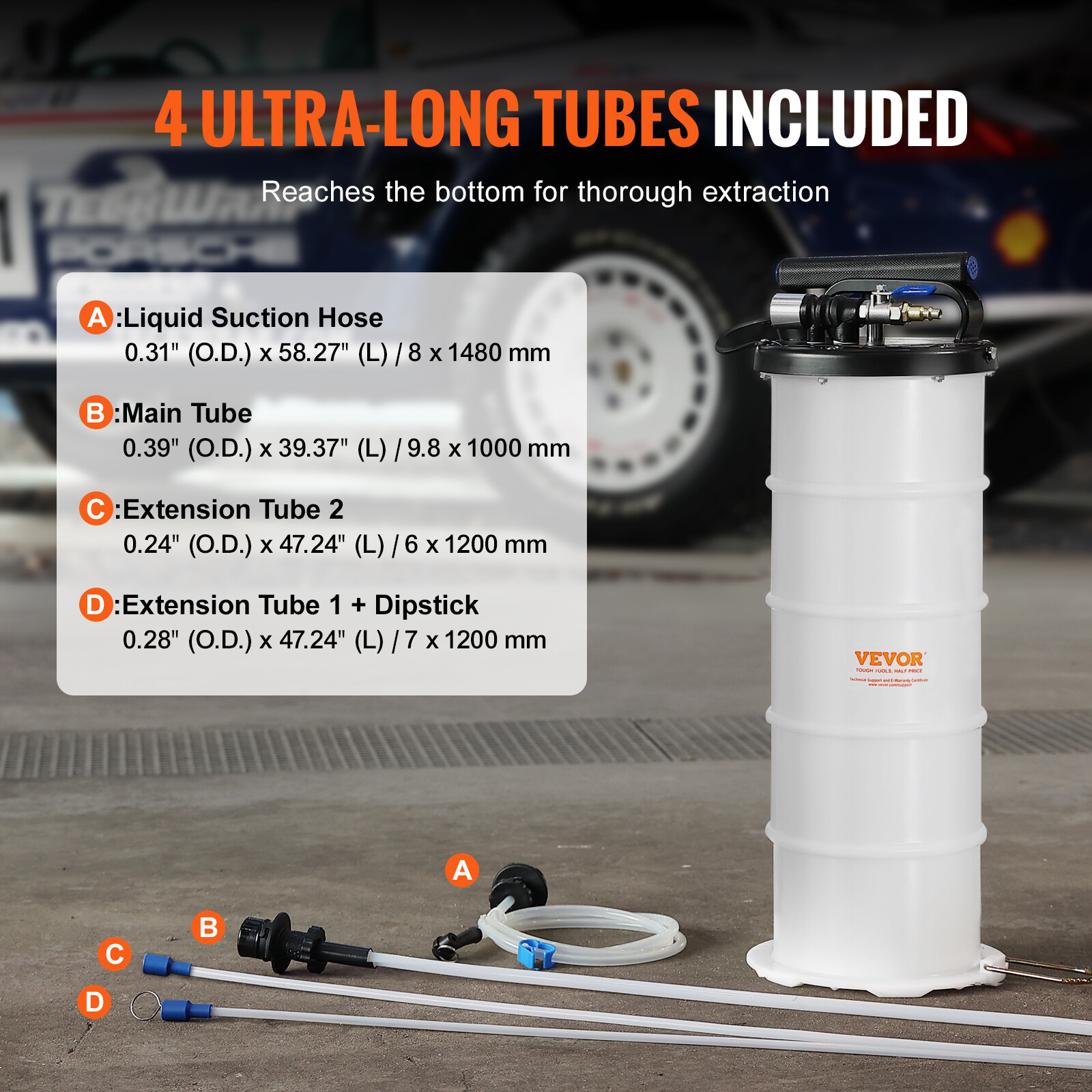 VEVOR Fluid Extractor Pneumatic or Manual Oil Change Vacuum Pump 1.74Gallon/6.5L