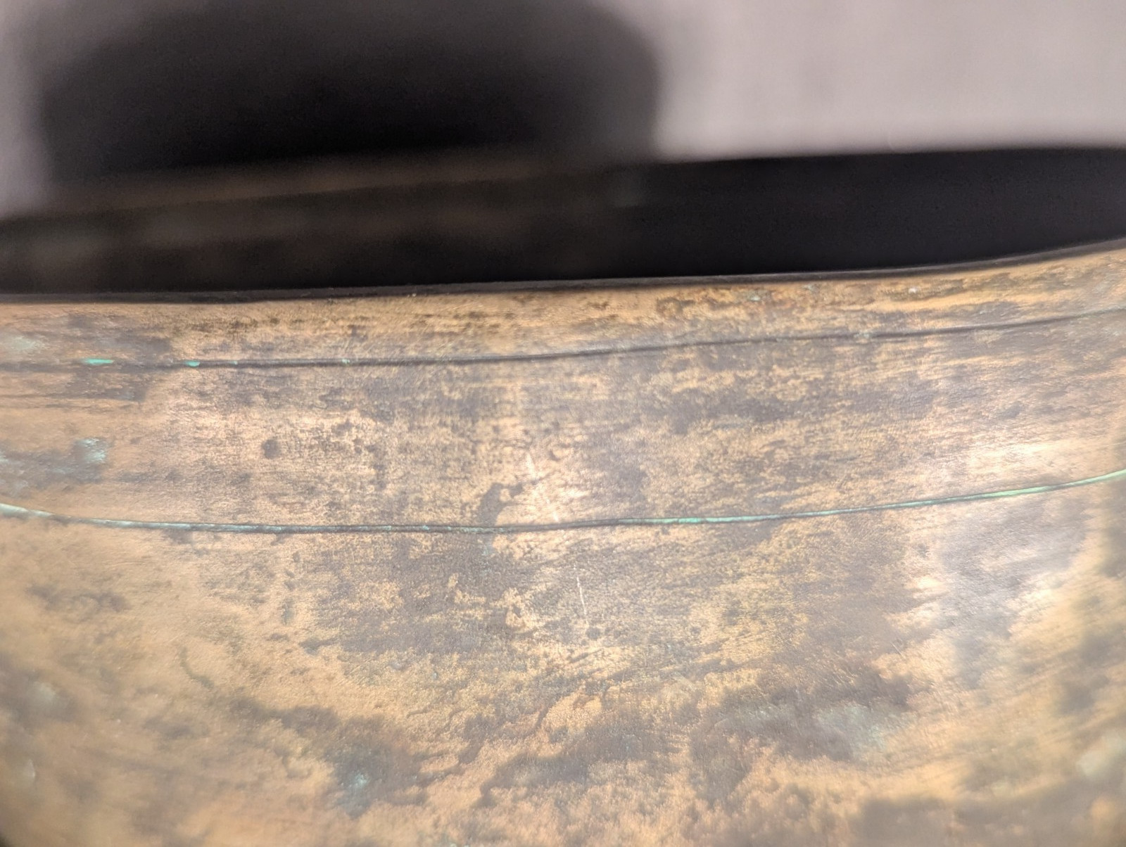 Antique Singing Bowl – Hammered Metal – Beautiful Aged Patina – Nice Sound!