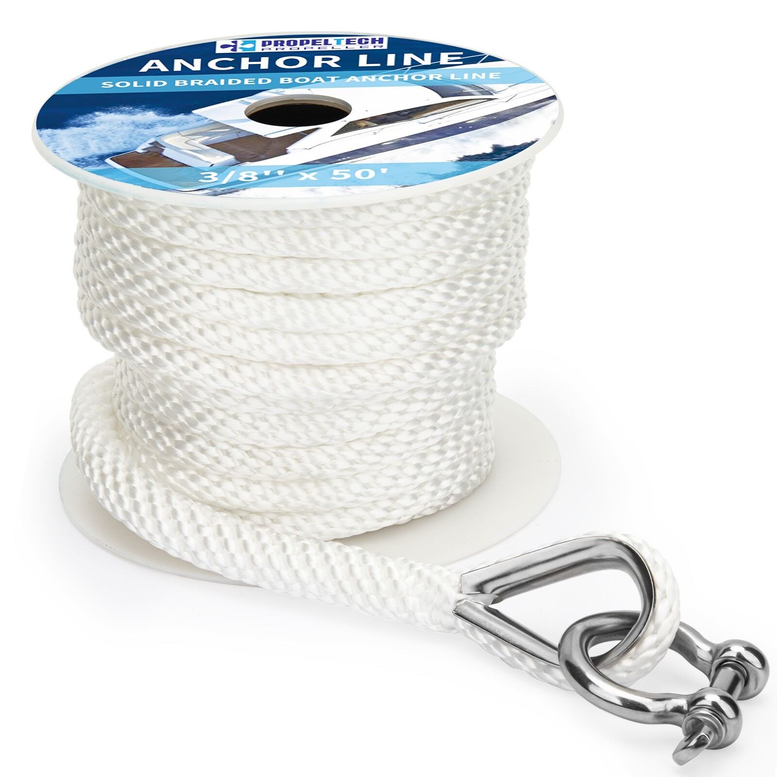 Anchor Rope Braided Anchor Line 3/8Inch 50 FT Premium Solid Braid MFP Boat Rop
