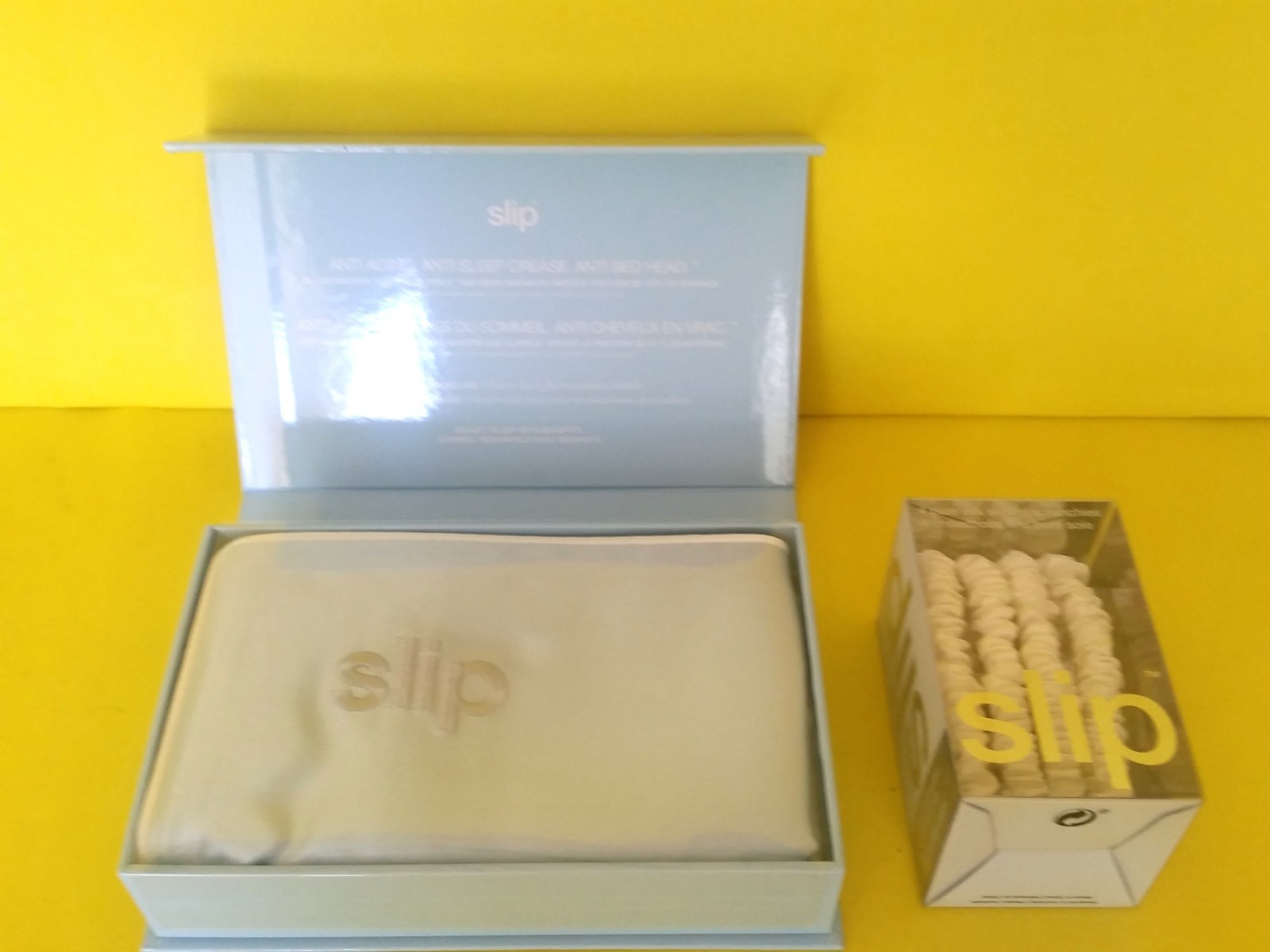 NIB) slip pure silk pillowcase SEABREEZE BLUE Queen (20X30) small scrunchie set