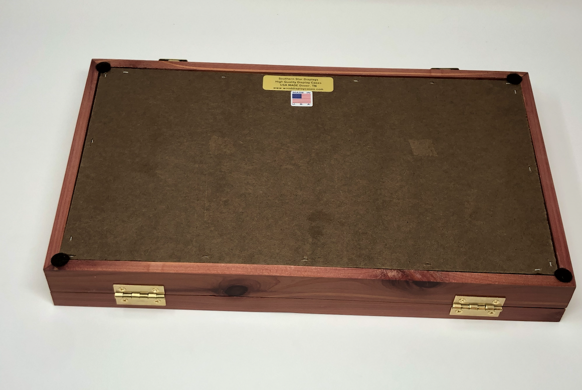 Cedar Wood Display Case 9 x 16 x 2 Glass Top for Arrowheads Knifes Coins & More