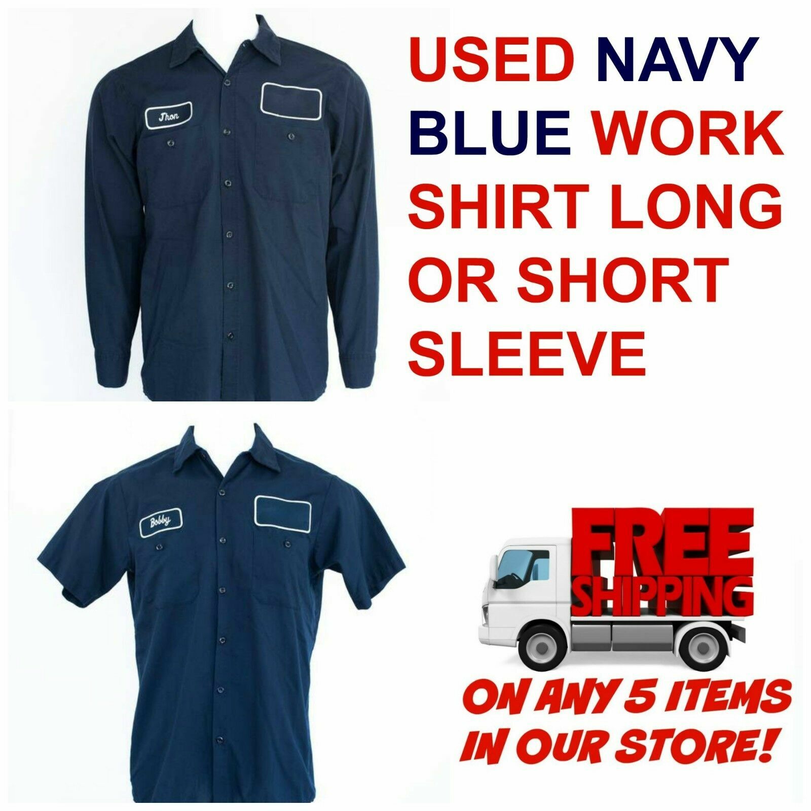 Used Work Shirts Cintas, Redkap, Unifirst, G&K Navy Blue