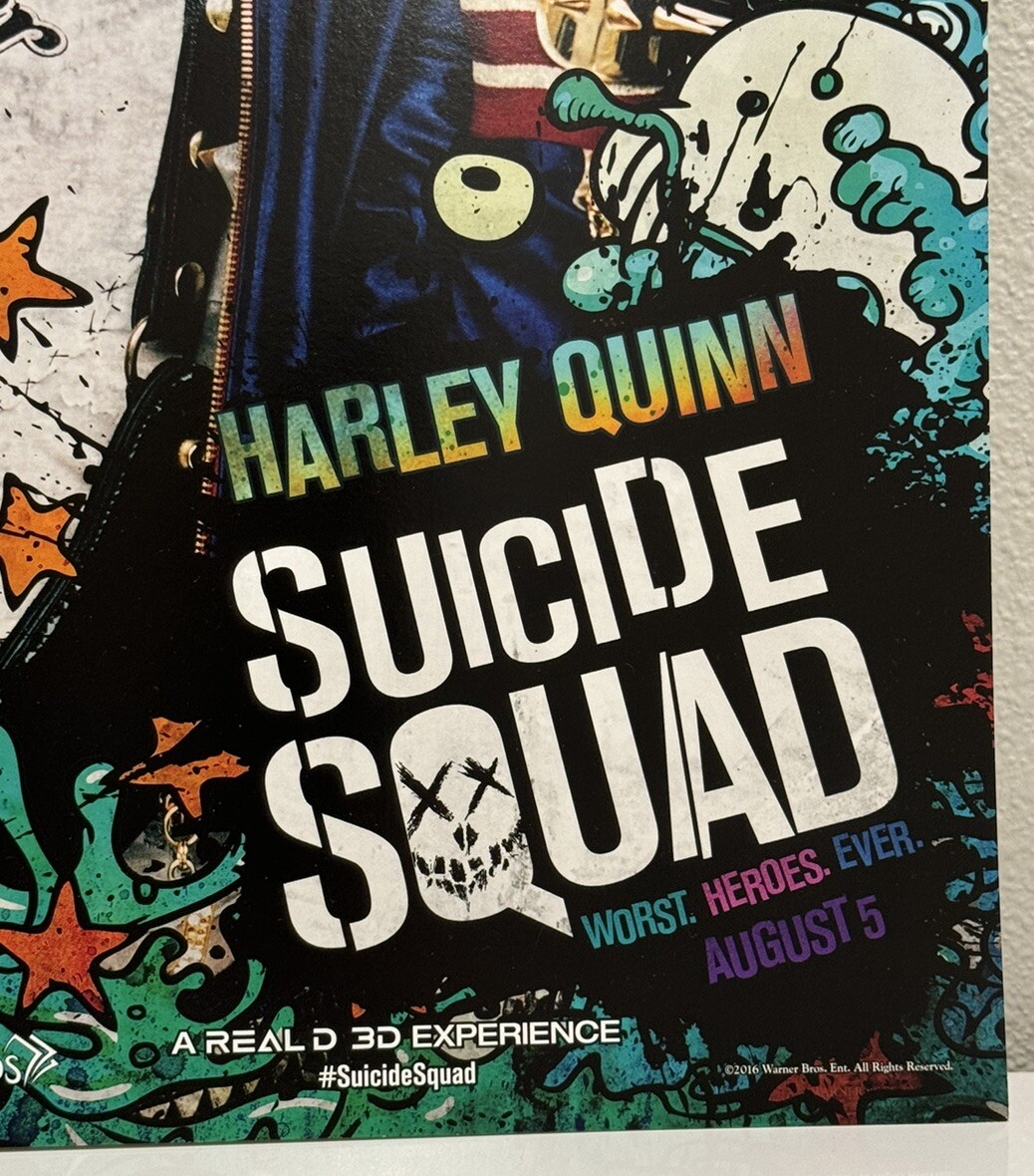 Harley Quinn Suicide Squad Movie Poster Margot Robbie AMC Exclusive DC 17”x11”