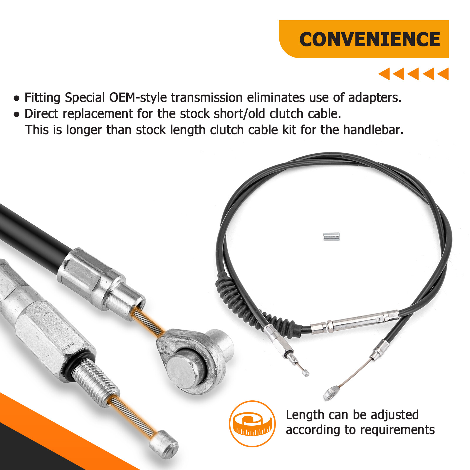 74 11/16" Extended Length Clutch Cable for 2007 Harley Street Glide 16" 18" Apes