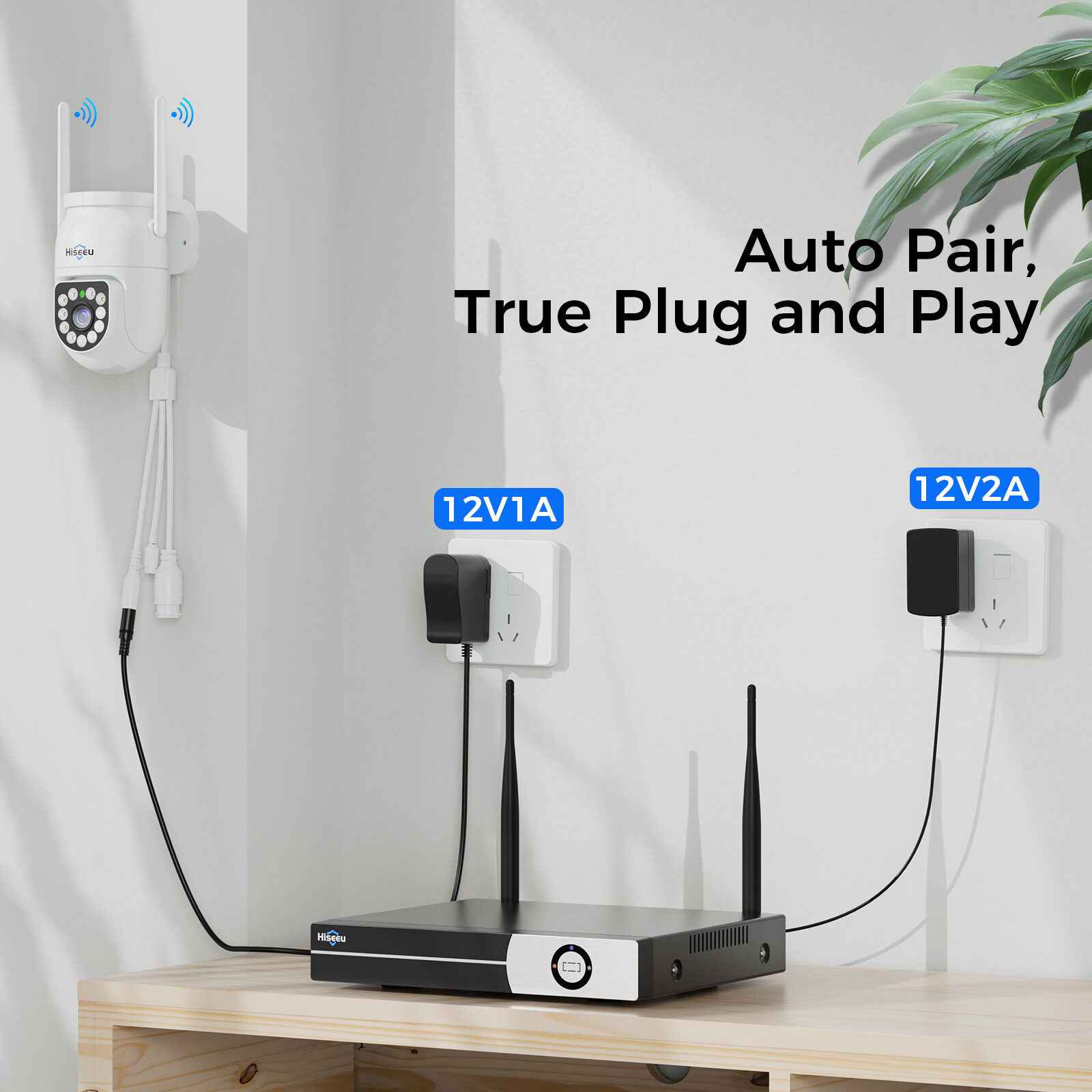 Hiseeu 3MP 16CH NVR Outdoor Wifi PTZ Security Camera System 2-Way Audio 500G HDD