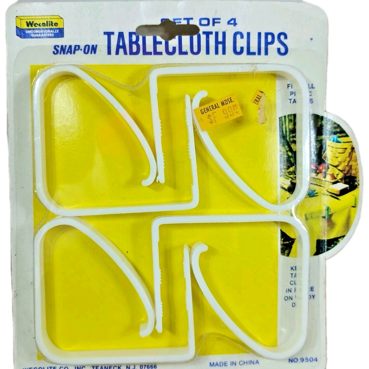 NEW WEVOLITE TABLECLOTH CLAMPS VINTAGE 80s Camping Pack of 4