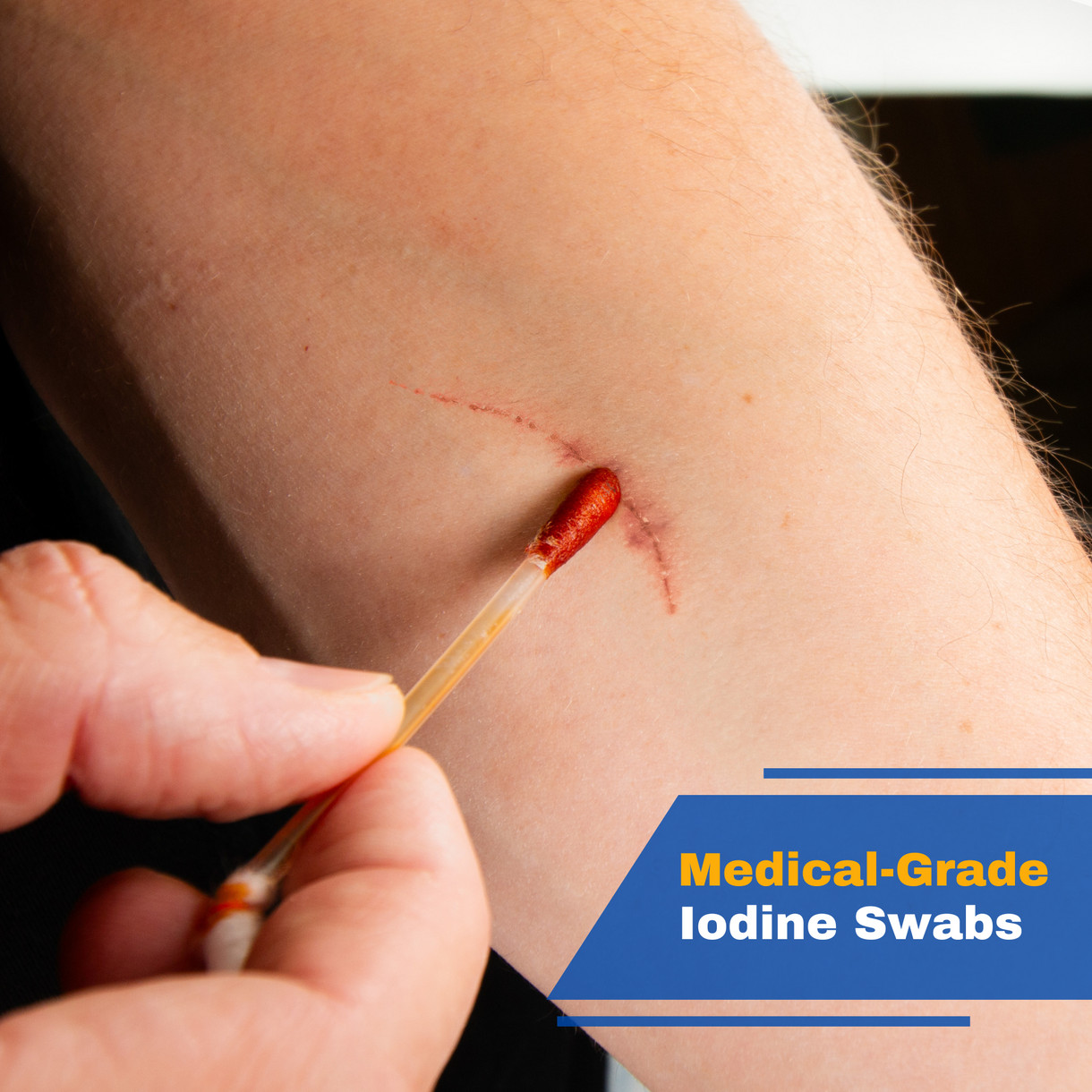 100 Pack Frontline Iodine Swabs Antiseptic Povidone Wound Cleaning Cotton Swabs