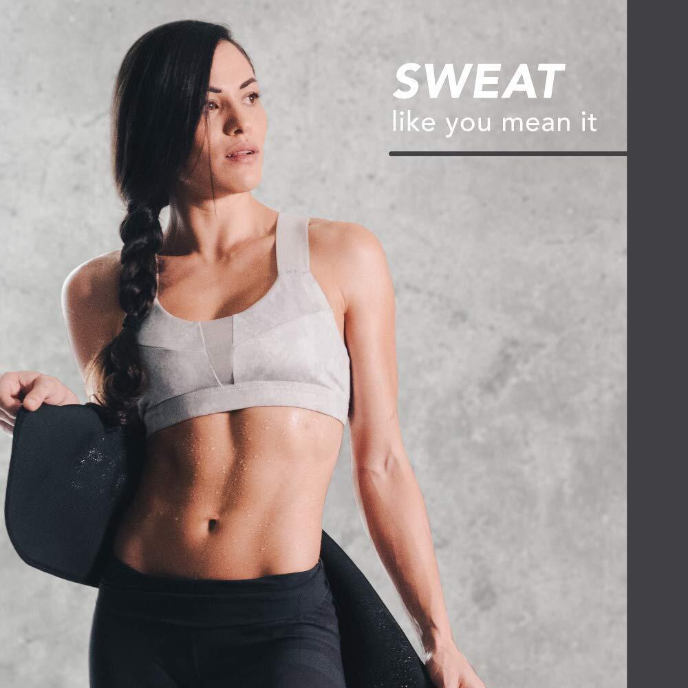 Sweet Sweat Premium Waist Trimmer eXtra Coverage - Black White XXL (60 x 11in)