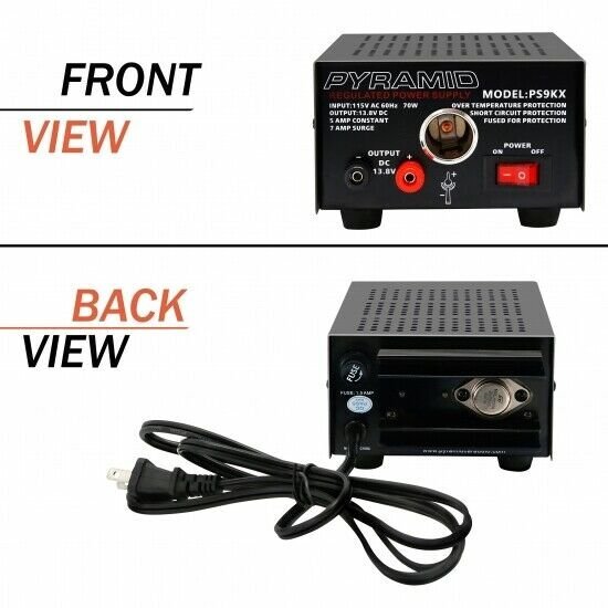 Pyramid PS9KX Bench Power Supply, AC-to-DC Power Converter with car Power Outlet