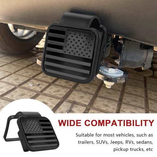 Hitch Covers 2 Inch, Rubber Trailer Hitch Cover, Square Mouth Tube BlackFlag