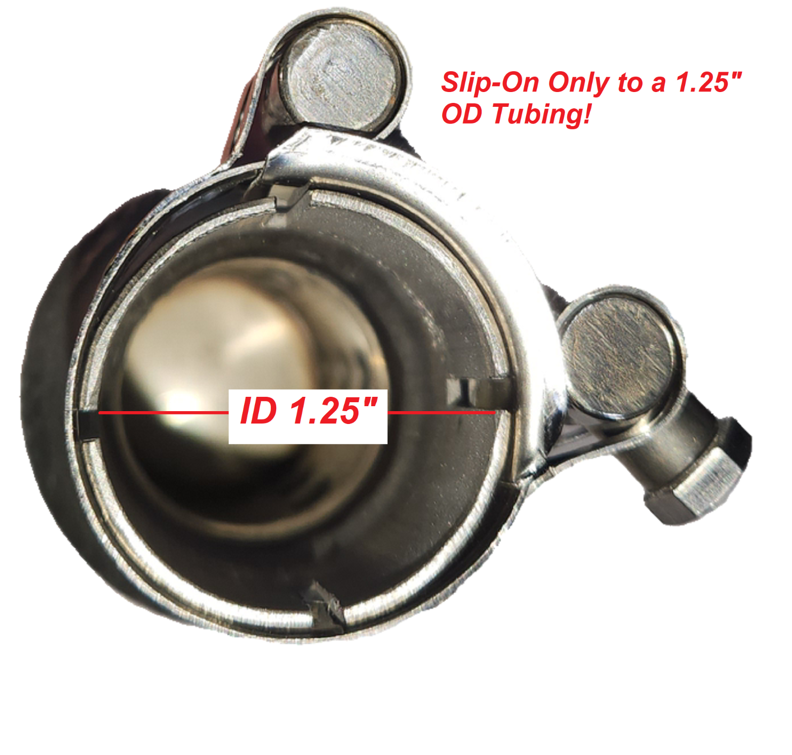 Slip-On 1.25" ID Exhauts Muffler 304 Stainless Spark arrestor Inside, SS Clamp.
