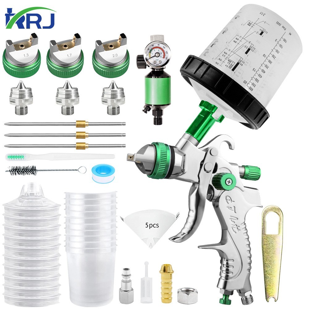 HVLP Air Paint Spray Gun Kit Gravity Feed Car Auto Primer 1.3/1.7/2.0MM Nozzles