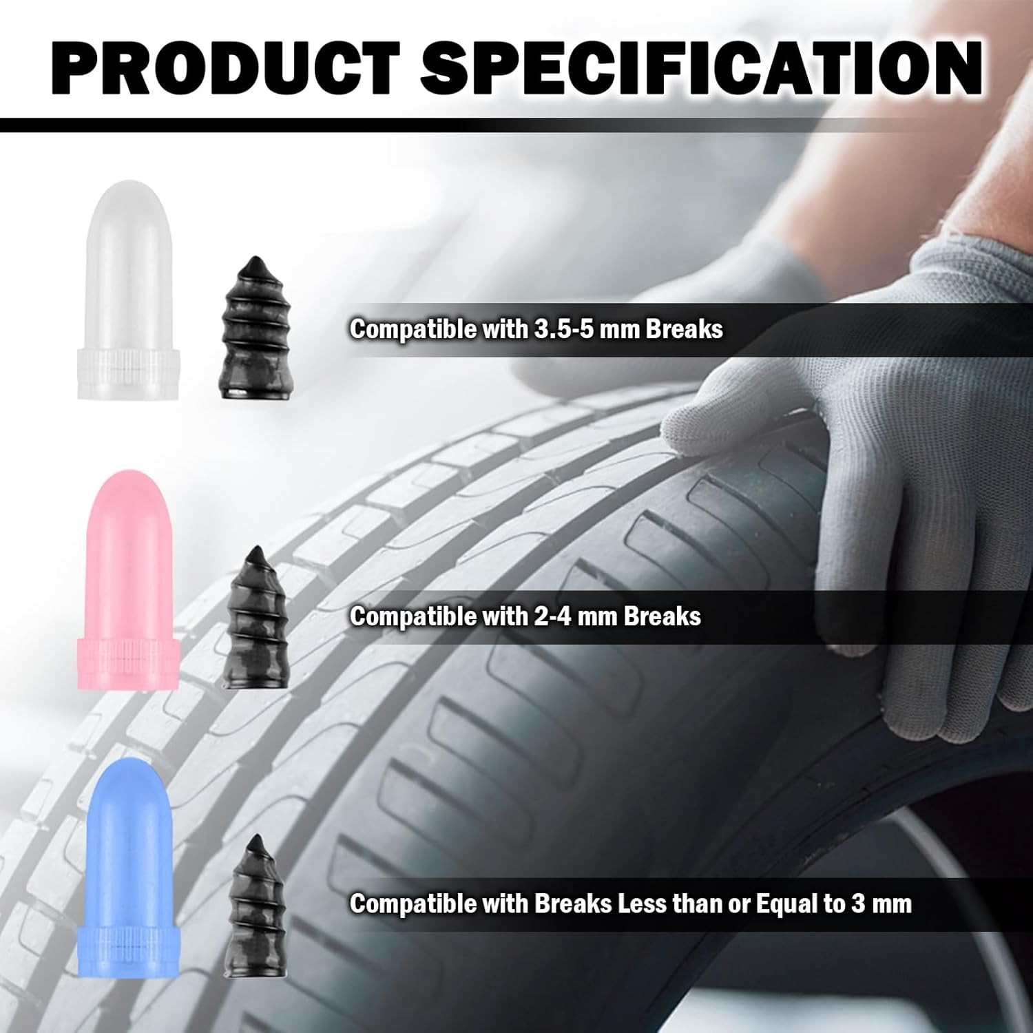 100PCS Tire Plug Kit with Large & Medium & Small,Self-Service Flat Screw in Tire