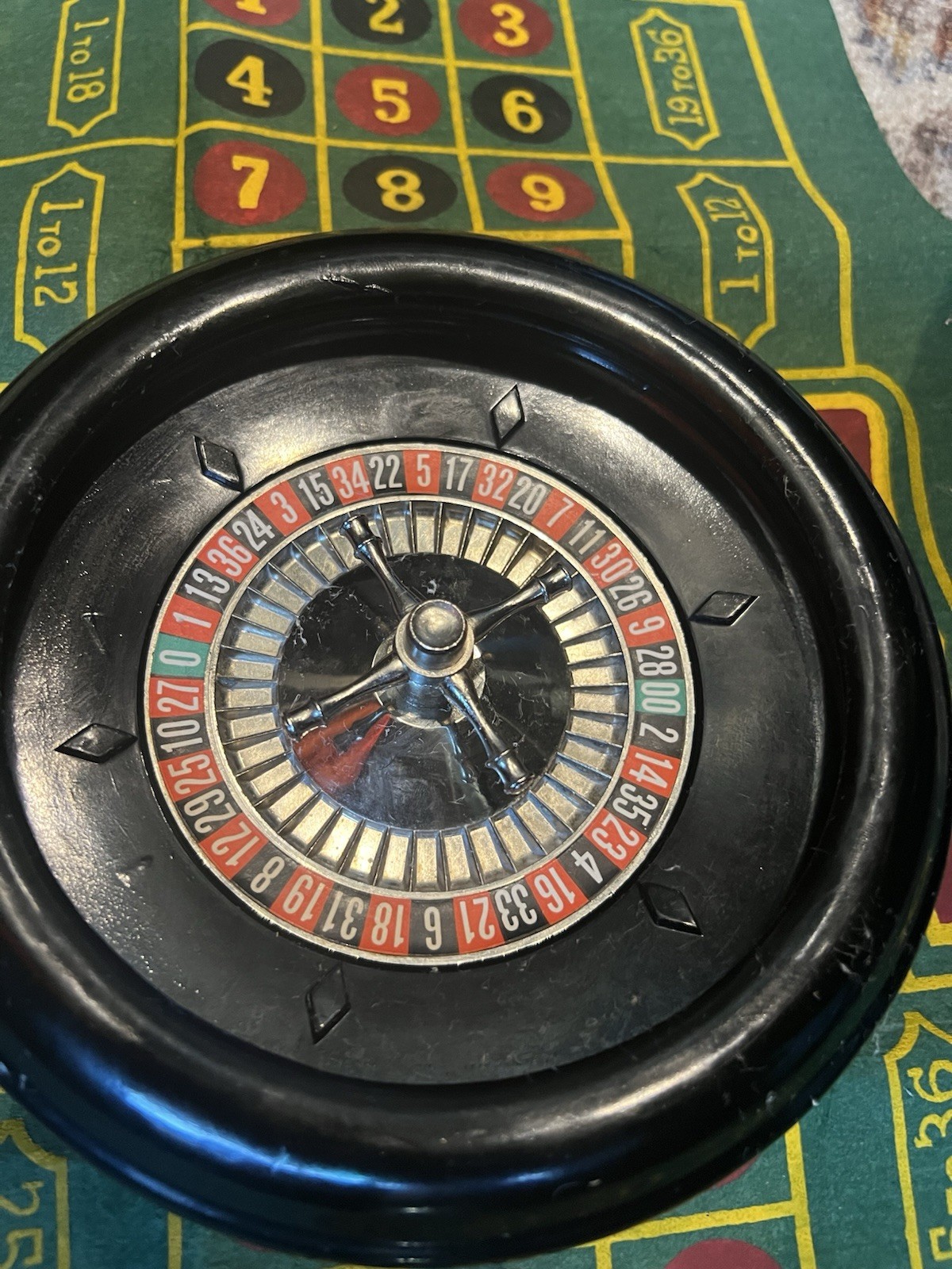 Vintage TONY Roulette Wheel Made In USA Metal Spin Plate Casino Tabletop Game