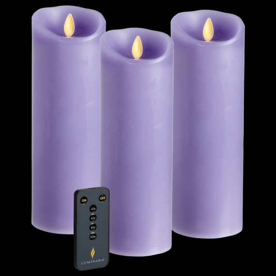 Luminara 3-Piece Flameless 8.5" Pillar Candle Set with Remote