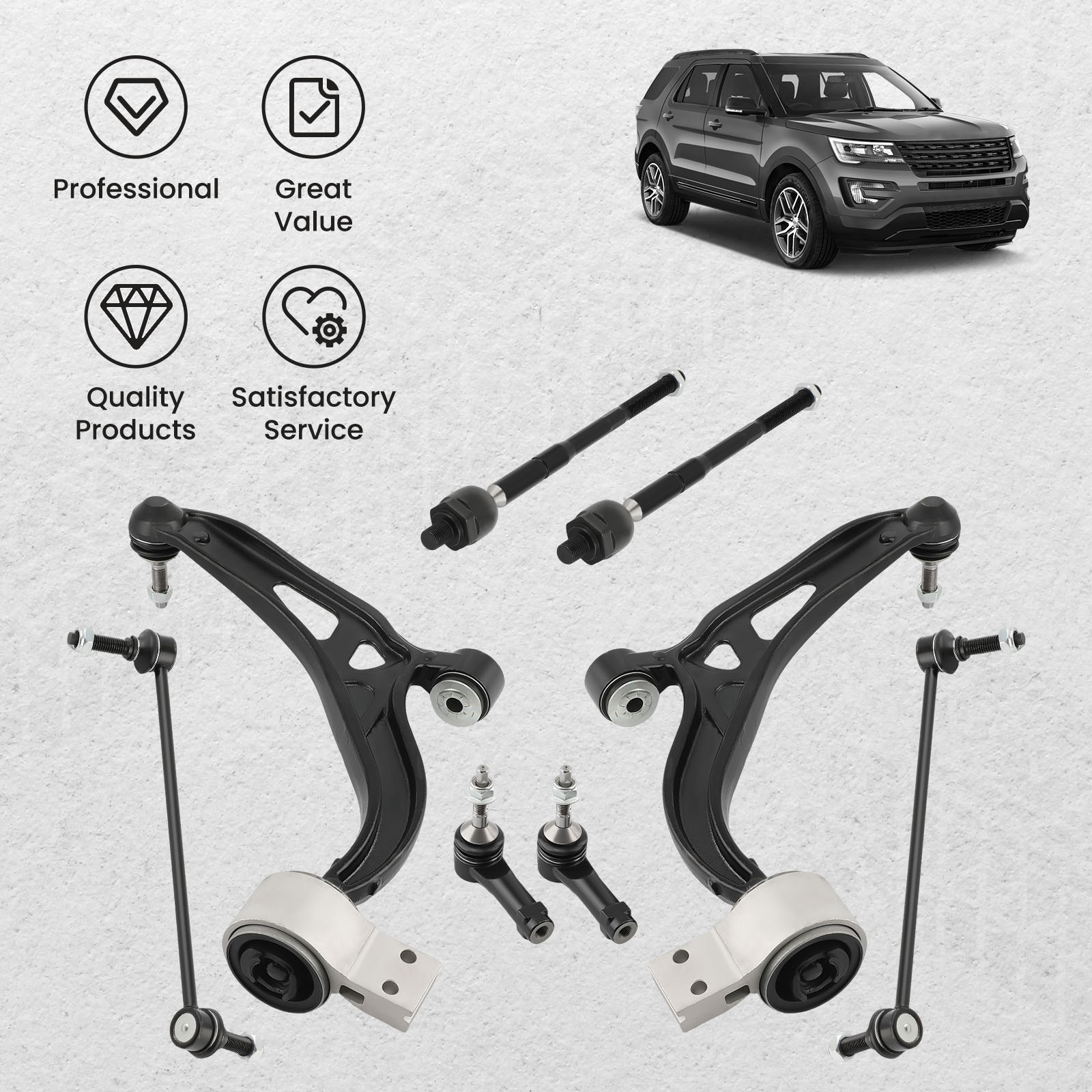 8x Front Lower Control Arms w/ Ball Joints For 2011-2015 2016 2017 Ford Explorer