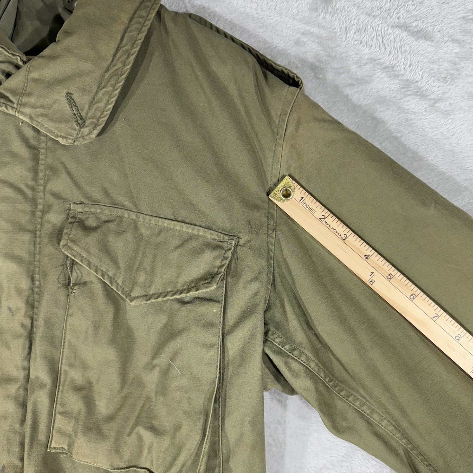 VTG US Military Jacket Mens Medium LONG Green OG-107 Cold Weather Field Coat 80s