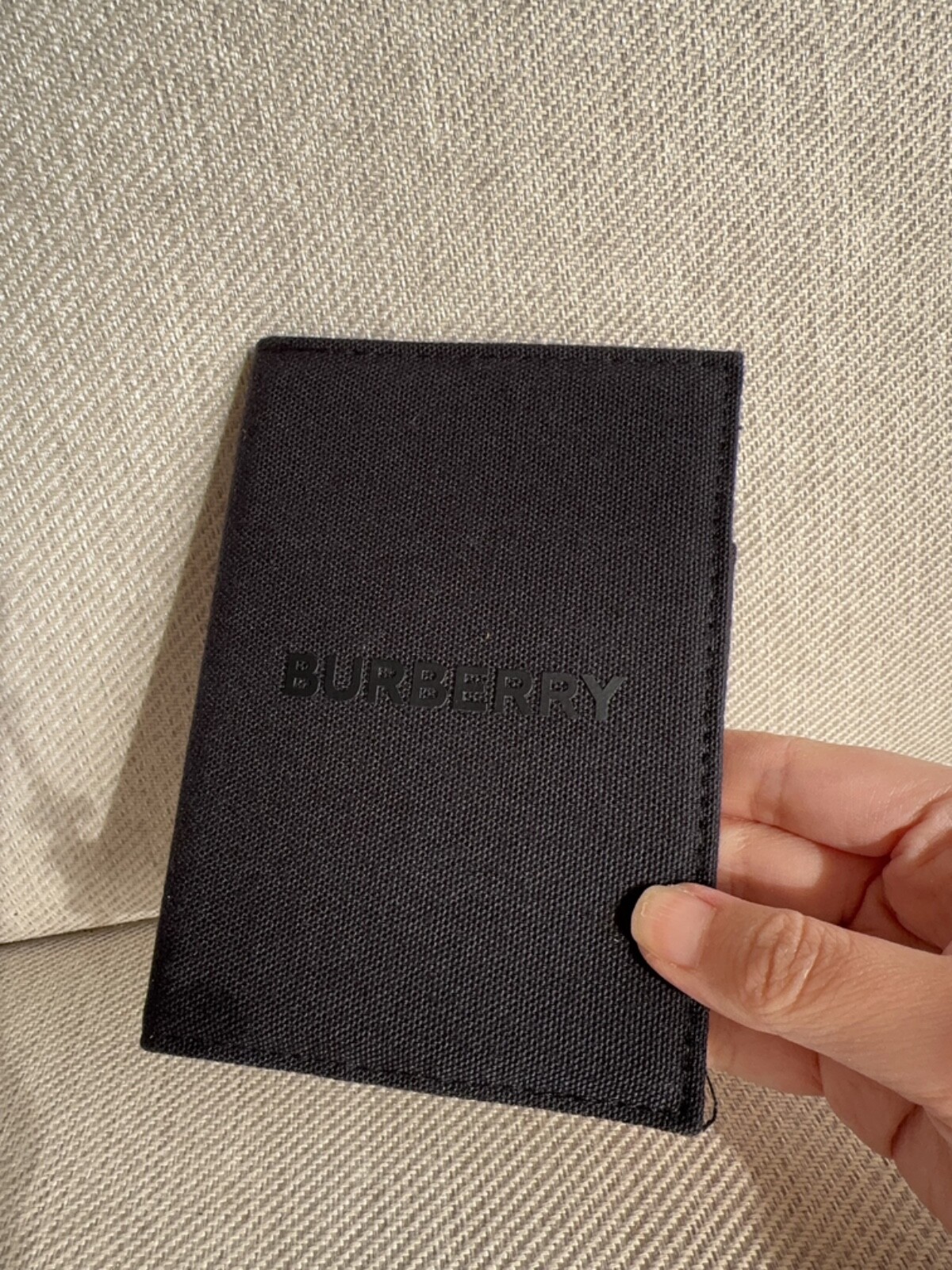 BURBERRY Beauty Black Canvas Passport Holder Travel Accessory w/ Paper Gift Bag