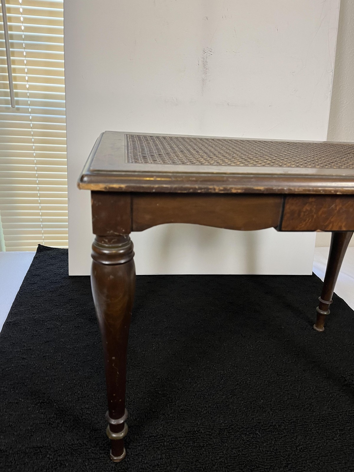 Vintage Estey Cane Top Wood Organ Piano Bench Table Owosso Michigan Brown Seat