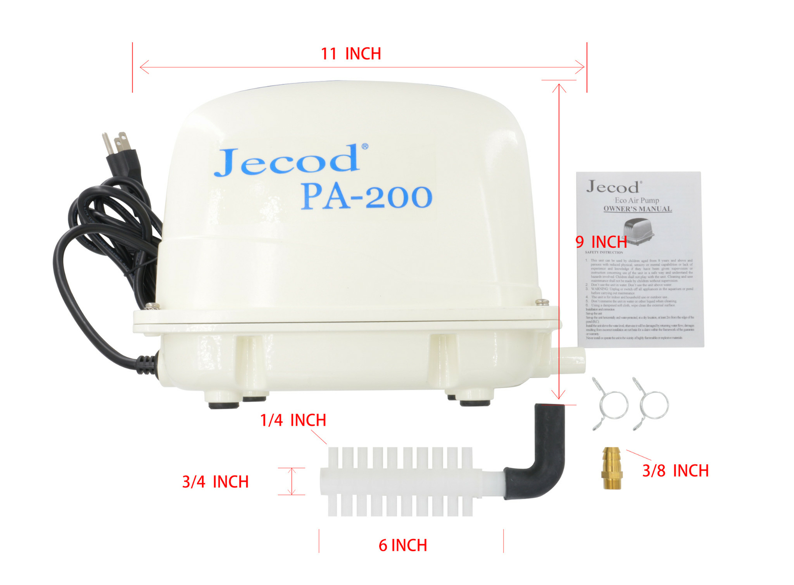 Jebao/Jecod PA-200 ECO Air Pump for Aquarium Hydroponics Aquaponics Koi Pond
