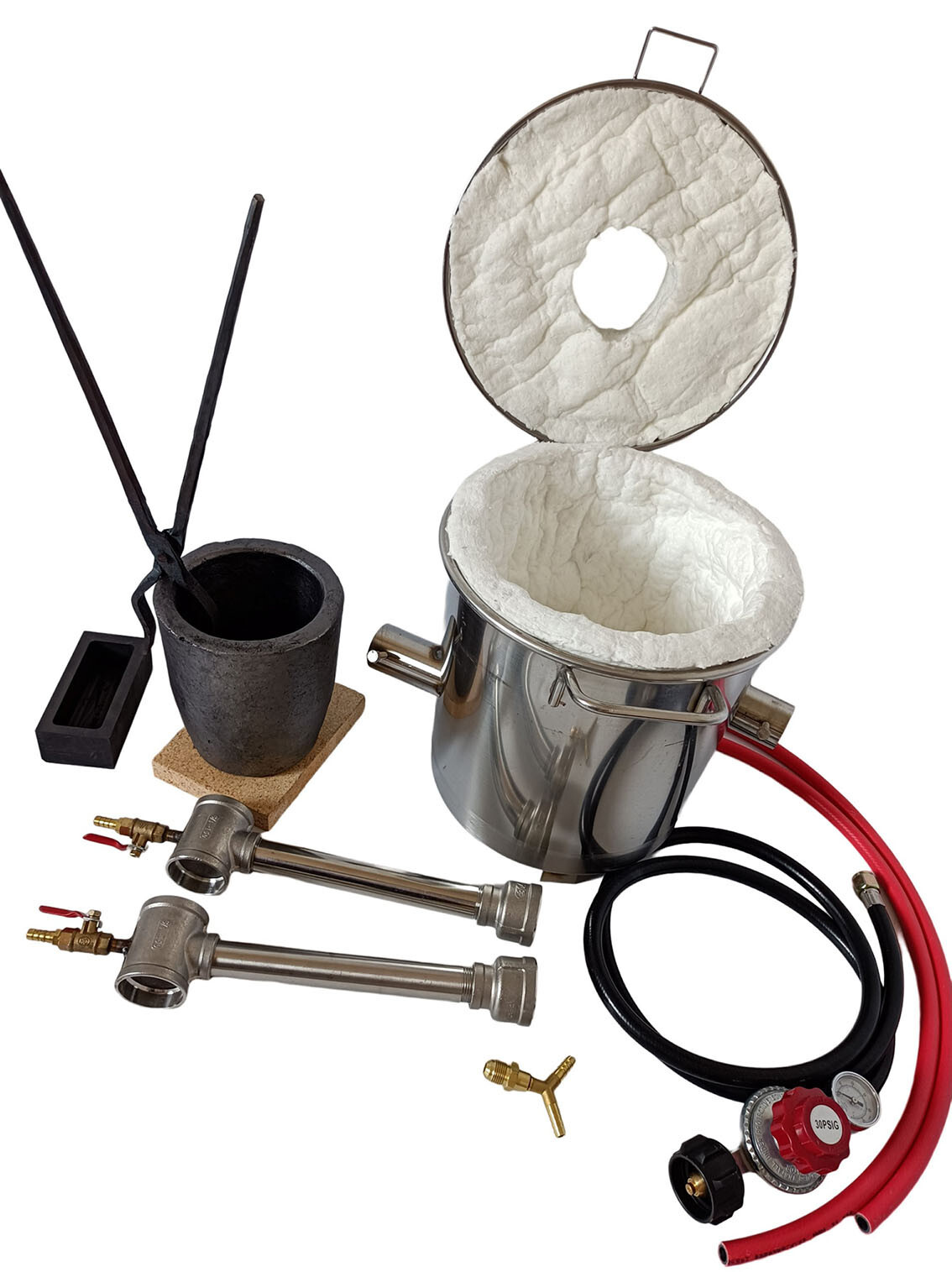 LSMIITTH Dual Burner 8 KG Gas Melting Furnace Kit Propane Forge Casting Tool