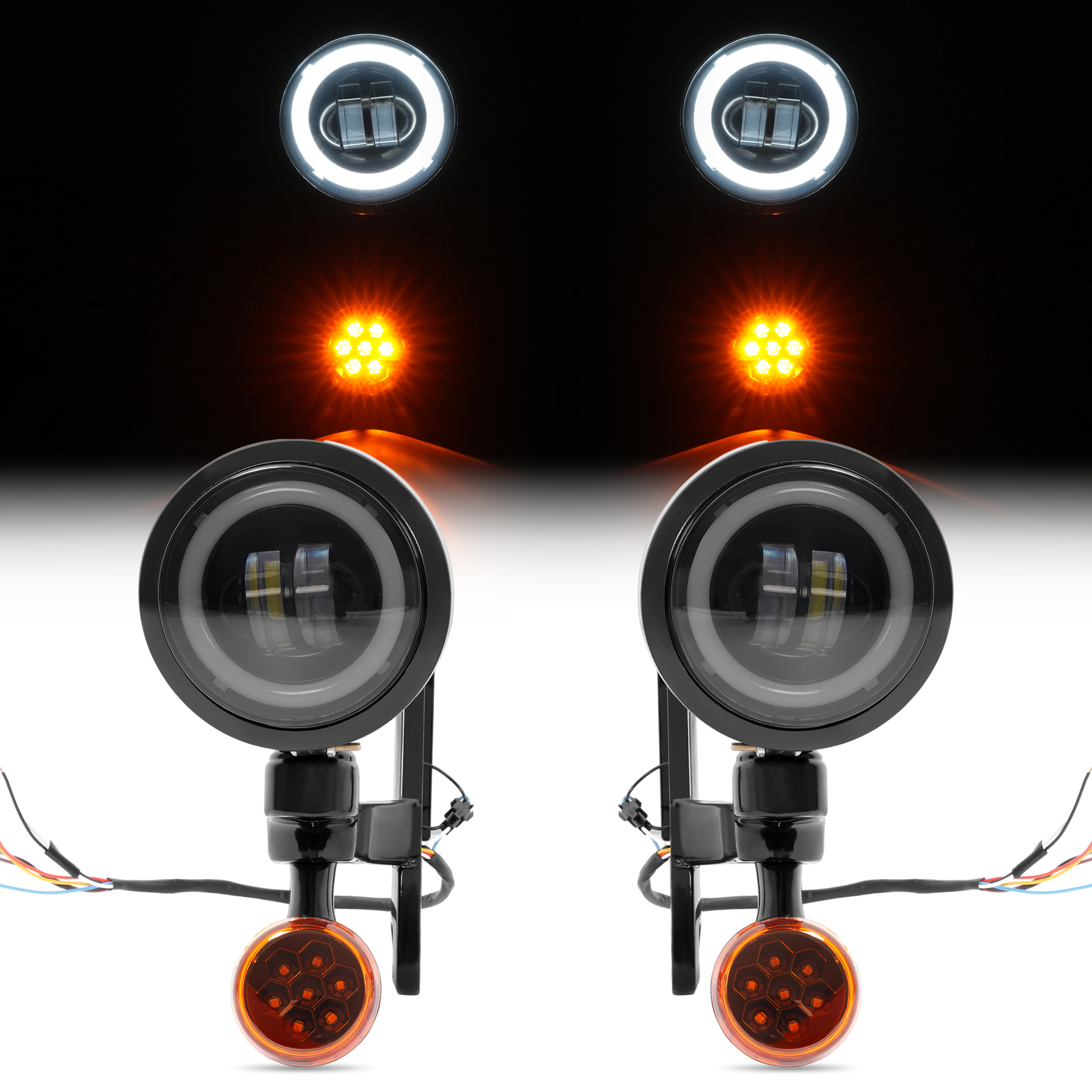 Fog Light Bracket Turn Signal LED For Harley Street Glide Road King 1994-Up